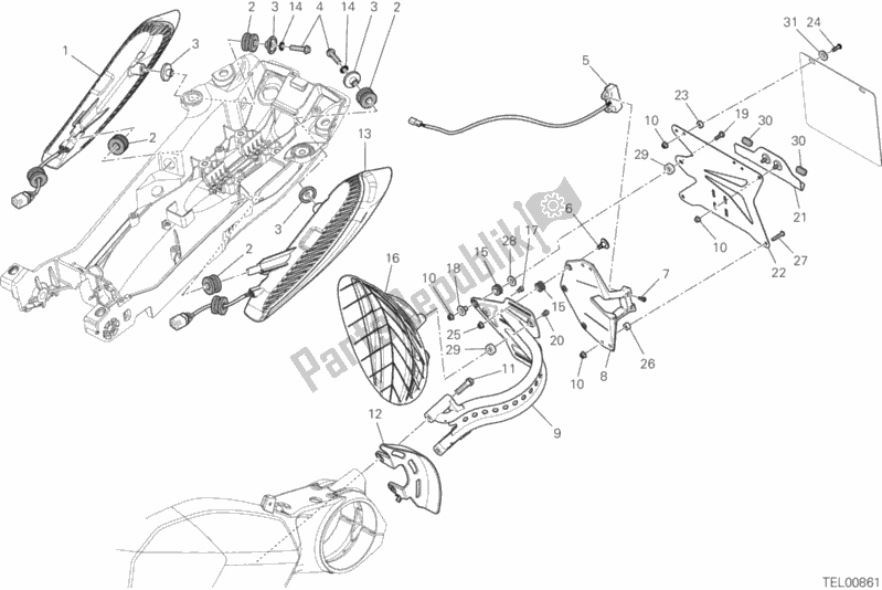 Tutte le parti per il 27a - Portatarga - Fanale Posteriore del Ducati Diavel FL Thailand 1200 2015